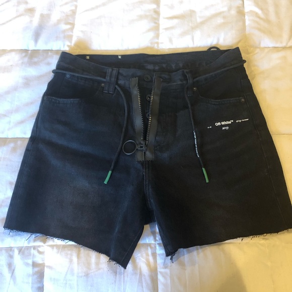 off white denim shorts